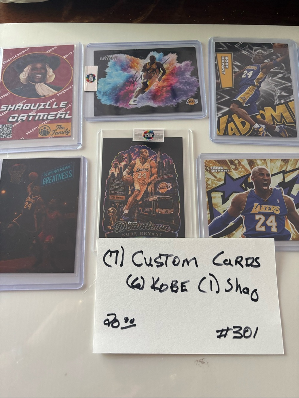 7 custom cards-6 Kobe and 1 Shaq
